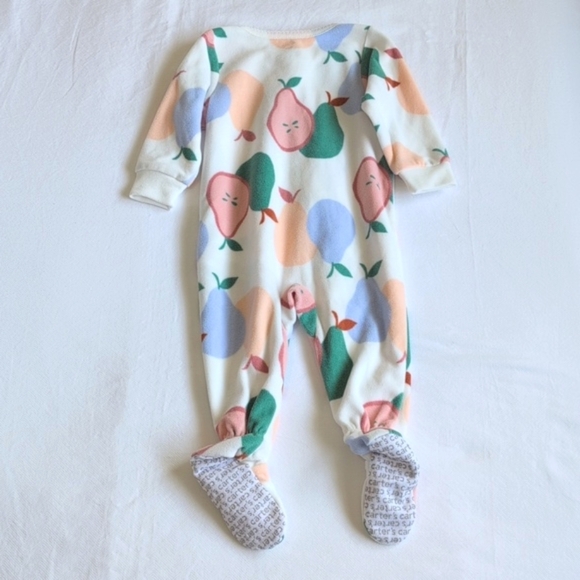 carter's pear fleece zipper footie sleeper pajamas 9 months baby girl - Picture 5 of 5